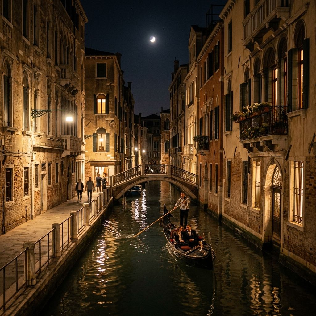 Venice canals at night