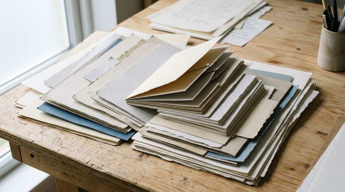 Layered paper sheets suggesting reordered sections